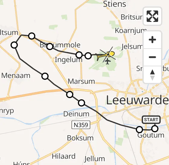 Vlucht Ambulancehelikopter PH-OOP van Leeuwarden naar Vliegbasis Leeuwarden op dinsdag 13 augustus 2024 0:24