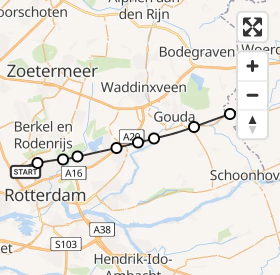 Vlucht Traumahelikopter PH-UMC van Rotterdam The Hague Airport naar Hekendorp op dinsdag 13 augustus 2024 3:23