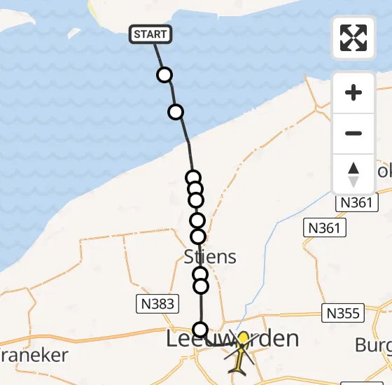 Vlucht Ambulancehelikopter PH-OOP van Ballum naar Leeuwarden op dinsdag 13 augustus 2024 7:40