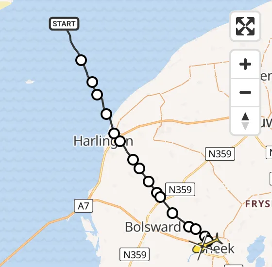 Vlucht Ambulancehelikopter PH-OOP van Formerum naar Sneek op dinsdag 13 augustus 2024 11:36