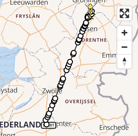 Vlucht Politiehelikopter PH-PXF van Vliegveld Teuge naar Groningen Airport Eelde op dinsdag 13 augustus 2024 12:28