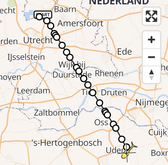 Vlucht Traumahelikopter PH-LLN van Vliegveld Hilversum naar Vliegbasis Volkel op dinsdag 13 augustus 2024 14:47