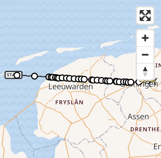 Vlucht Ambulancehelikopter PH-OOP van Vlieland naar Lageland GN op dinsdag 13 augustus 2024 15:02