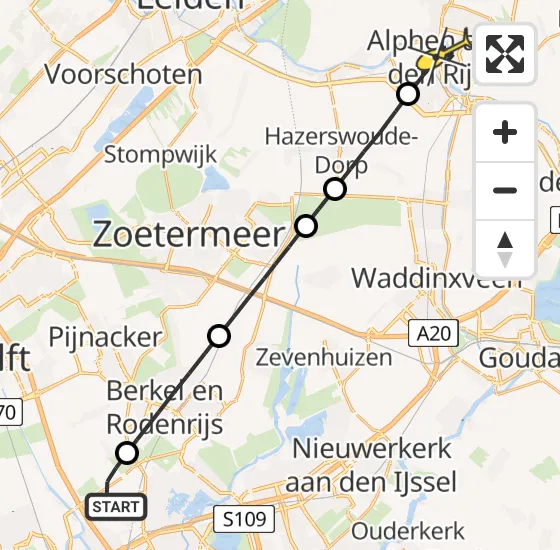 Vlucht Traumahelikopter PH-UMC van Rotterdam The Hague Airport naar Alphen aan den Rijn op dinsdag 13 augustus 2024 15:07