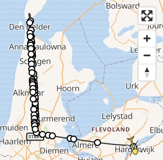 Vlucht Traumahelikopter PH-DOC van Amsterdam Heliport naar Zeewolde op dinsdag 13 augustus 2024 15:08