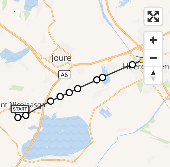 Vlucht Traumahelikopter PH-TTR van Sint Nicolaasga naar Heerenveen op dinsdag 13 augustus 2024 15:23