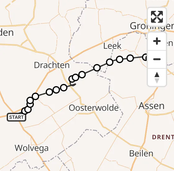 Vlucht Traumahelikopter PH-TTR van Heerenveen naar Groningen Airport Eelde op dinsdag 13 augustus 2024 15:54