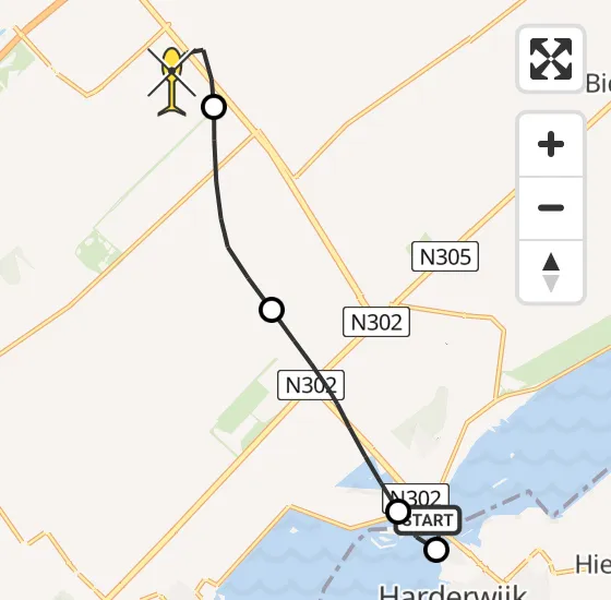 Vlucht Traumahelikopter PH-DOC van Zeewolde naar Lelystad Airport op dinsdag 13 augustus 2024 15:59