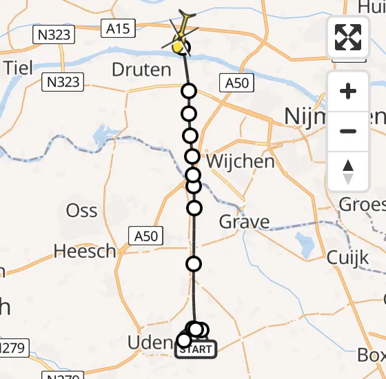 Vlucht Traumahelikopter PH-LLN van Vliegbasis Volkel naar Dodewaard op dinsdag 13 augustus 2024 16:02