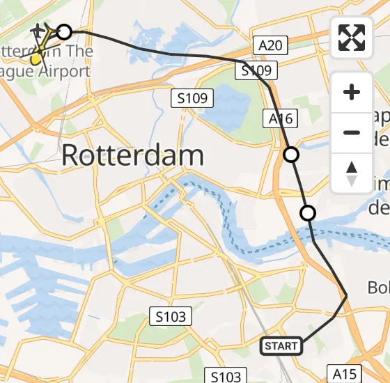 Vlucht Traumahelikopter PH-UMC van Rotterdam naar Rotterdam The Hague Airport op dinsdag 13 augustus 2024 16:03