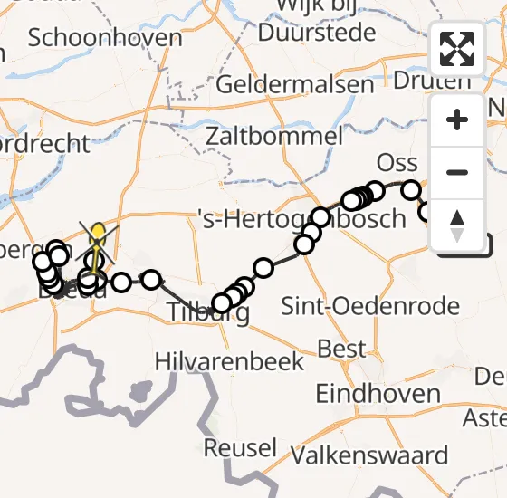 Vlucht Politiehelikopter PH-PXA van Vliegbasis Volkel naar Oosterhout op dinsdag 13 augustus 2024 16:27