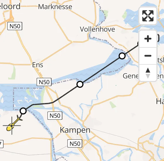 Vlucht Politiehelikopter PH-PXB van Belt-Schutsloot naar Dronten op dinsdag 13 augustus 2024 17:53