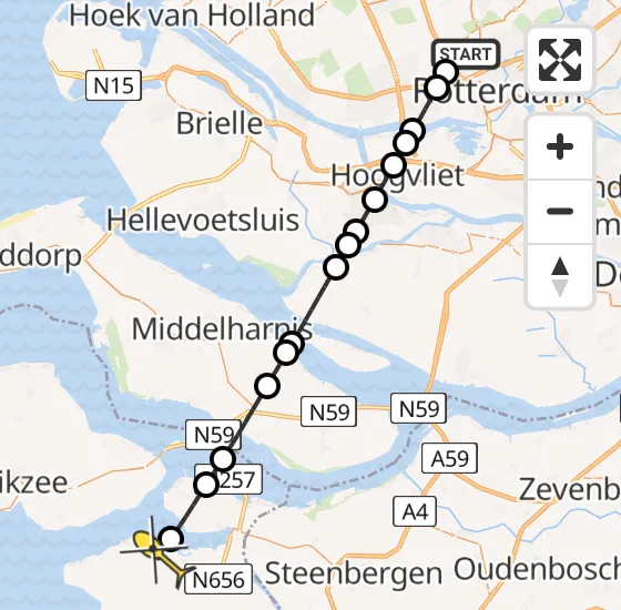 Vlucht Traumahelikopter PH-UMC van Rotterdam The Hague Airport naar Sint-Annaland op dinsdag 13 augustus 2024 17:55