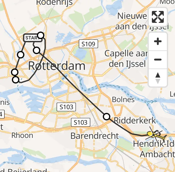 Vlucht Traumahelikopter PH-UMC van Rotterdam The Hague Airport naar Ridderkerk op dinsdag 13 augustus 2024 19:21