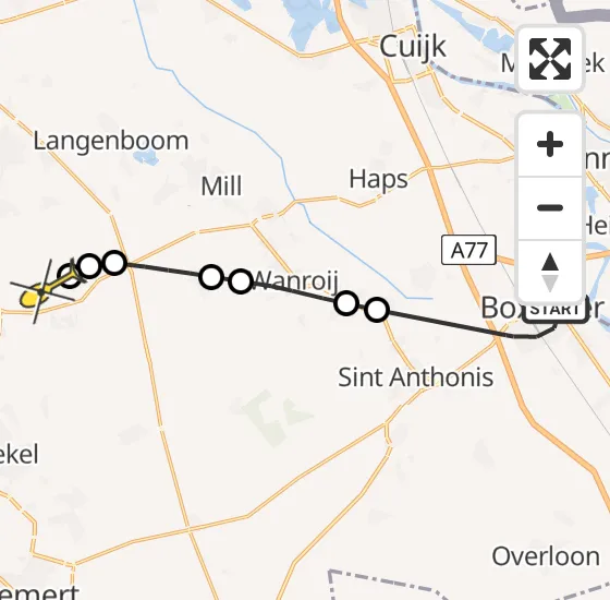 Vlucht Traumahelikopter PH-LLN van Boxmeer naar Vliegbasis Volkel op dinsdag 13 augustus 2024 19:43