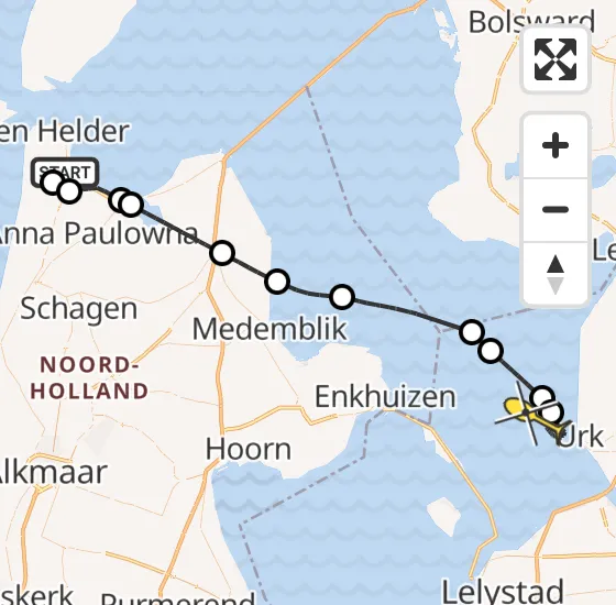 Vlucht Kustwachthelikopter PH-SAR van Vliegveld De Kooy naar Urk op dinsdag 13 augustus 2024 20:02