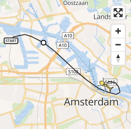 Vlucht Traumahelikopter PH-DOC van Amsterdam Heliport naar Amsterdam op dinsdag 13 augustus 2024 20:37