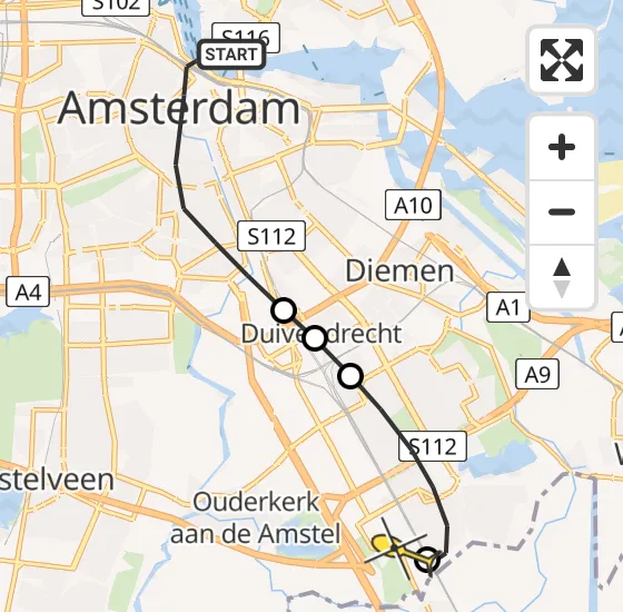 Vlucht Traumahelikopter PH-DOC van Amsterdam naar Academisch Medisch Centrum (AMC) op dinsdag 13 augustus 2024 21:13