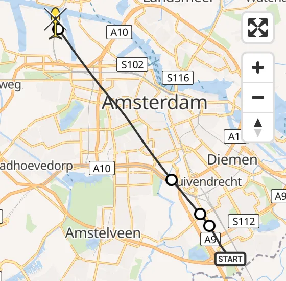 Vlucht Traumahelikopter PH-DOC van Academisch Medisch Centrum (AMC) naar Amsterdam Heliport op dinsdag 13 augustus 2024 21:47