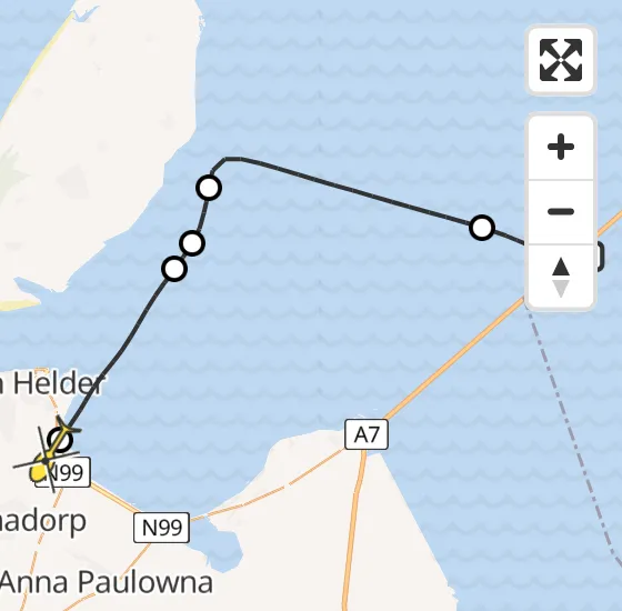 Vlucht Kustwachthelikopter PH-SAR van Breezanddijk naar Vliegveld De Kooy op dinsdag 13 augustus 2024 22:03