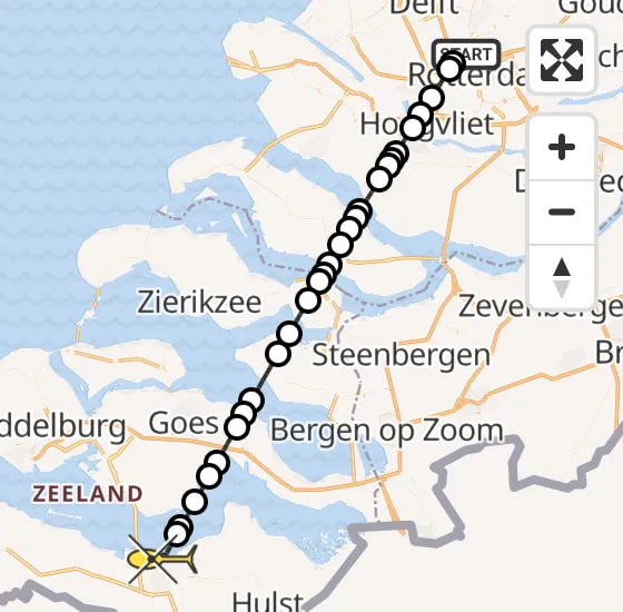 Vlucht Traumahelikopter PH-UMC van Rotterdam The Hague Airport naar Terneuzen op dinsdag 13 augustus 2024 23:25