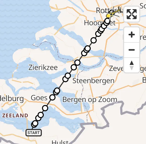 Vlucht Traumahelikopter PH-UMC van Terneuzen naar Erasmus MC op woensdag 14 augustus 2024 0:13