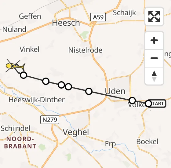 Vlucht Traumahelikopter PH-LLN van Vliegbasis Volkel naar Berlicum op woensdag 14 augustus 2024 0:25