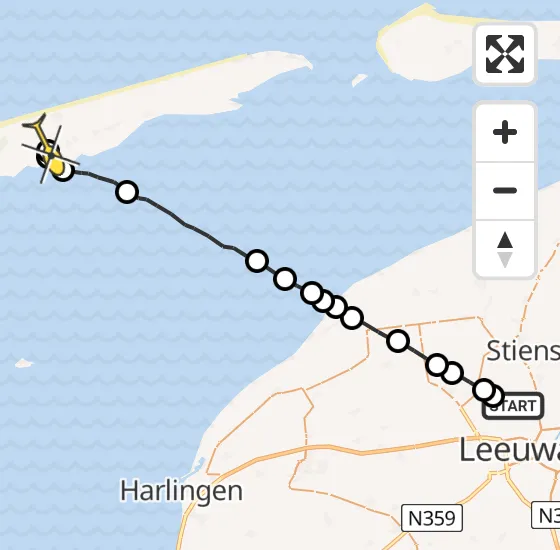 Vlucht Ambulancehelikopter PH-OOP van Vliegbasis Leeuwarden naar Midsland op woensdag 14 augustus 2024 2:48