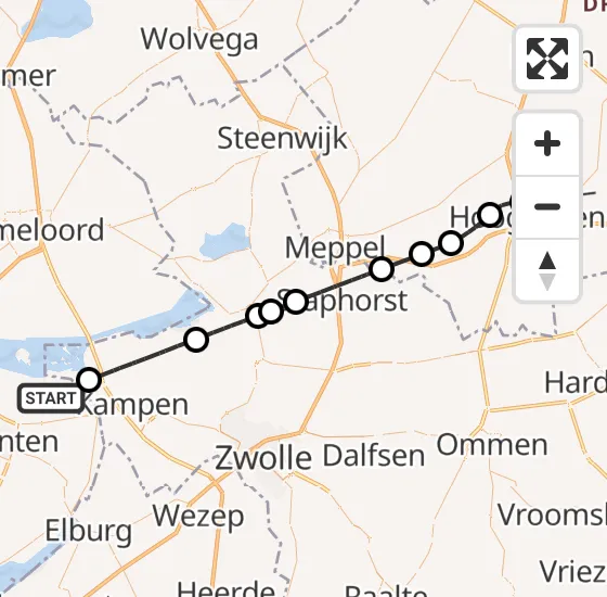 Vlucht Politiehelikopter PH-PXB van Dronten naar Vliegveld Hoogeveen op woensdag 14 augustus 2024 8:36