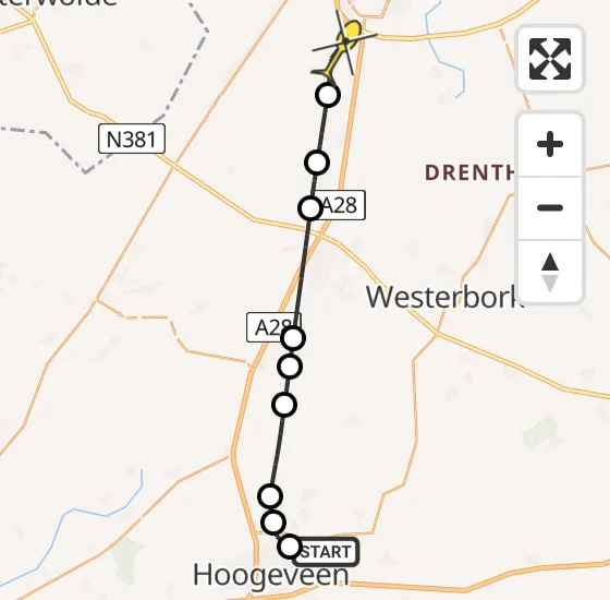 Vlucht Politiehelikopter PH-PXB van Vliegveld Hoogeveen naar Assen op woensdag 14 augustus 2024 9:00