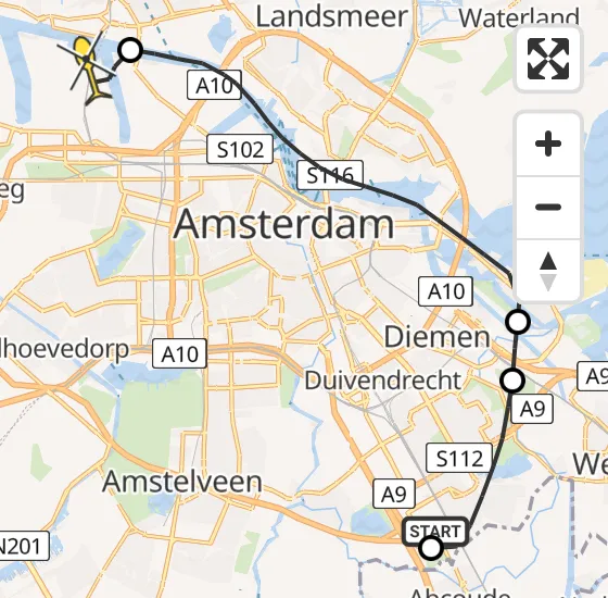 Vlucht Traumahelikopter PH-DOC van Academisch Medisch Centrum (AMC) naar Amsterdam Heliport op woensdag 14 augustus 2024 9:29