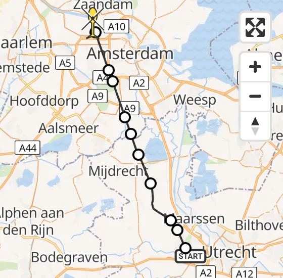 Vlucht Traumahelikopter PH-DOC van De Meern naar Amsterdam Heliport op woensdag 14 augustus 2024 10:15