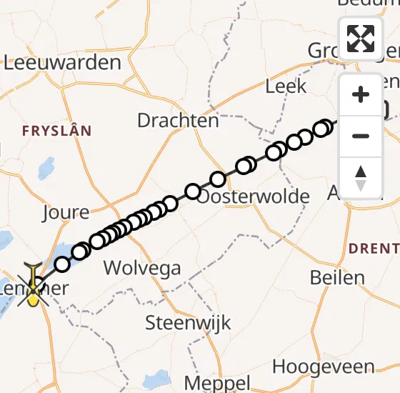 Vlucht Traumahelikopter PH-TTR van Groningen Airport Eelde naar Lemmer op woensdag 14 augustus 2024 12:33