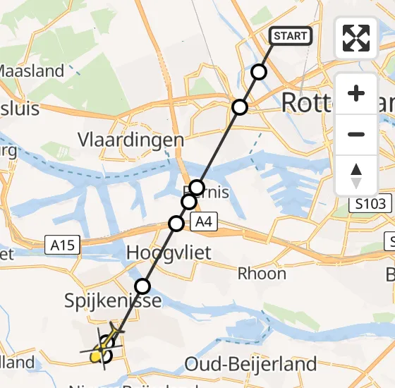 Vlucht Traumahelikopter PH-UMC van Rotterdam The Hague Airport naar Spijkenisse op woensdag 14 augustus 2024 12:39