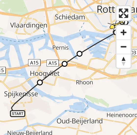 Vlucht Traumahelikopter PH-UMC van Spijkenisse naar Erasmus MC op woensdag 14 augustus 2024 13:15