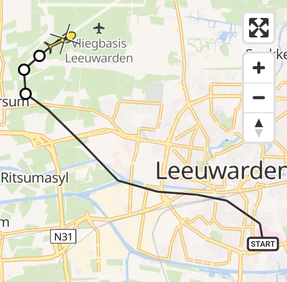 Vlucht Ambulancehelikopter PH-OOP van Leeuwarden naar Vliegbasis Leeuwarden op woensdag 14 augustus 2024 14:04