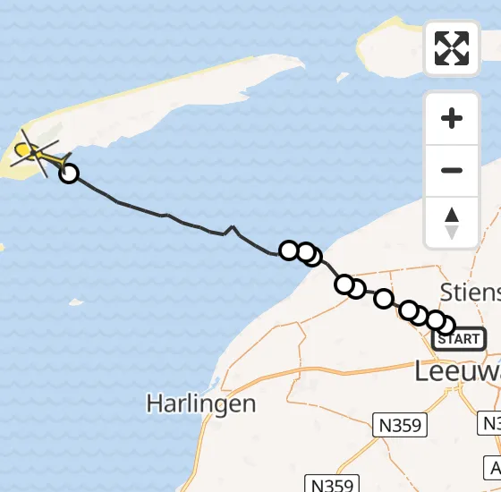 Vlucht Ambulancehelikopter PH-OOP van Vliegbasis Leeuwarden naar West-Terschelling op woensdag 14 augustus 2024 15:13