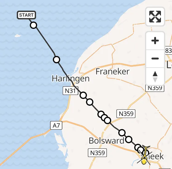 Vlucht Ambulancehelikopter PH-OOP van Formerum naar Sneek op woensdag 14 augustus 2024 16:06