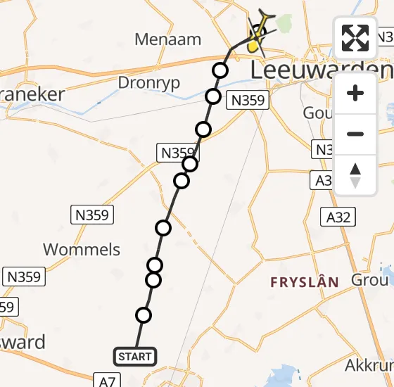 Vlucht Ambulancehelikopter PH-OOP van Tirns naar Leeuwarden op woensdag 14 augustus 2024 16:47