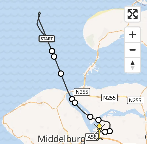 Vlucht Kustwachthelikopter PH-NCG van  naar Vliegveld Midden-Zeeland op woensdag 14 augustus 2024 16:54