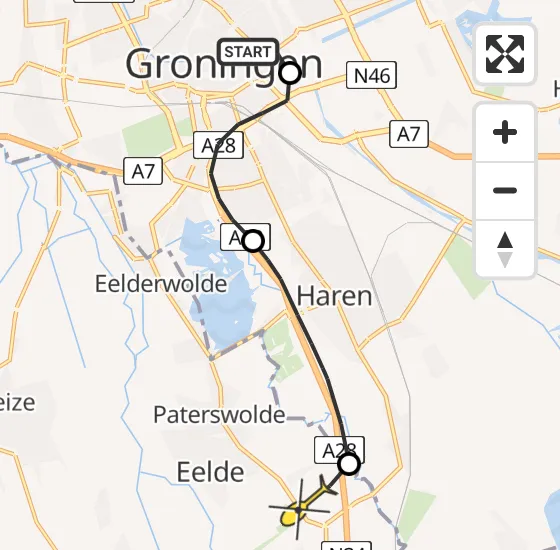 Vlucht Traumahelikopter PH-TTR van Universitair Medisch Centrum Groningen naar Groningen Airport Eelde op woensdag 14 augustus 2024 16:56