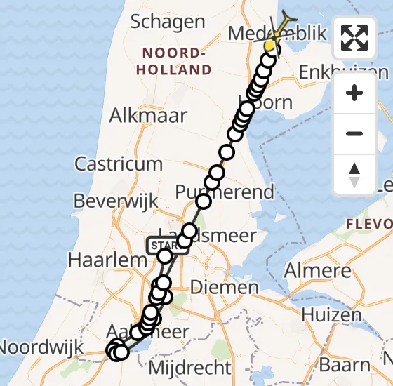 Vlucht Traumahelikopter PH-DOC van Amsterdam Heliport naar Medemblik op woensdag 14 augustus 2024 18:54
