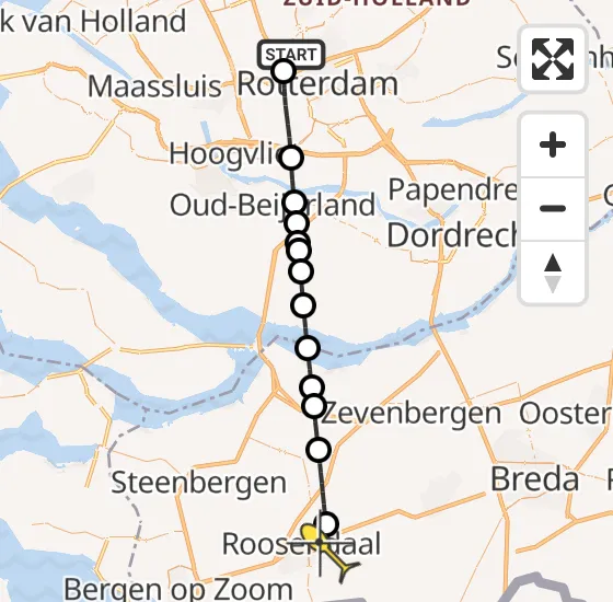 Vlucht Traumahelikopter PH-UMC van Rotterdam The Hague Airport naar Roosendaal op woensdag 14 augustus 2024 19:00