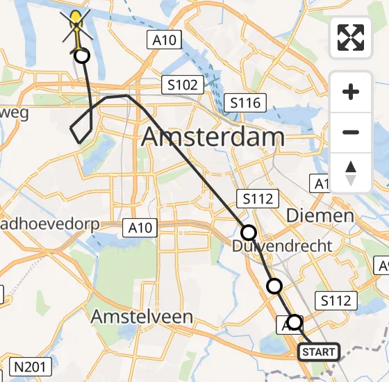 Vlucht Traumahelikopter PH-DOC van Academisch Medisch Centrum (AMC) naar Amsterdam Heliport op woensdag 14 augustus 2024 20:33