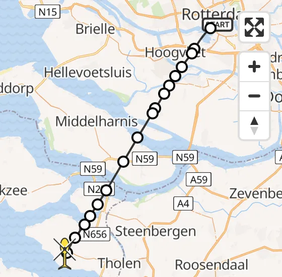 Vlucht Traumahelikopter PH-UMC van Erasmus MC naar Sint-Maartensdijk op woensdag 14 augustus 2024 20:34