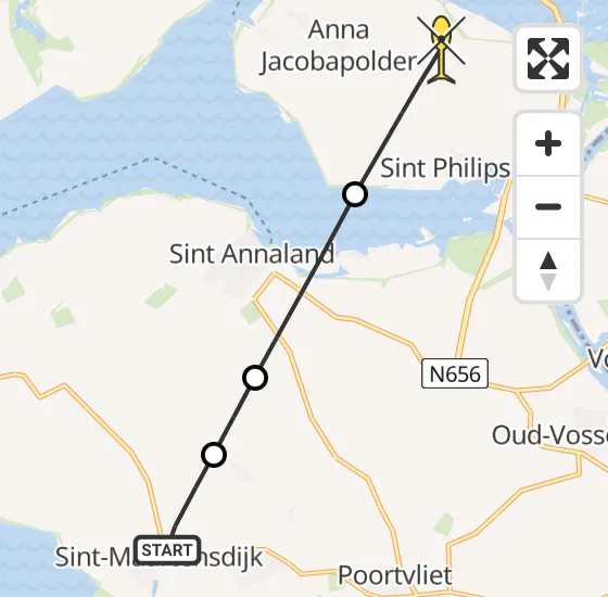 Vlucht Traumahelikopter PH-UMC van Sint-Maartensdijk naar Sint Philipsland op woensdag 14 augustus 2024 21:07