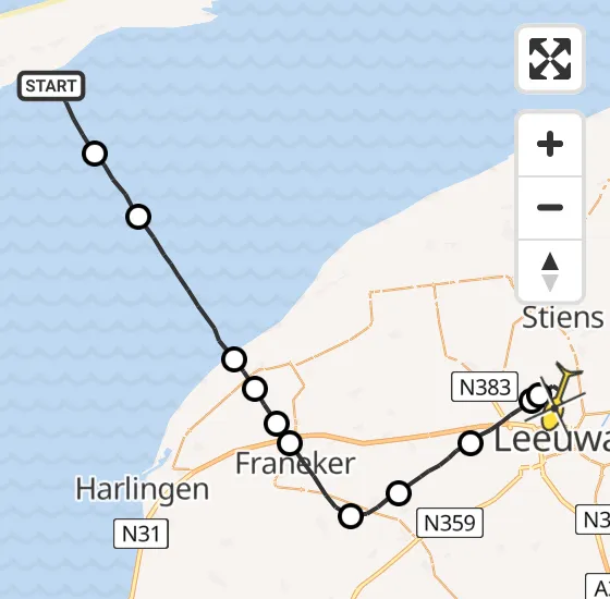 Vlucht Ambulancehelikopter PH-OOP van Formerum naar Vliegbasis Leeuwarden op woensdag 14 augustus 2024 22:34