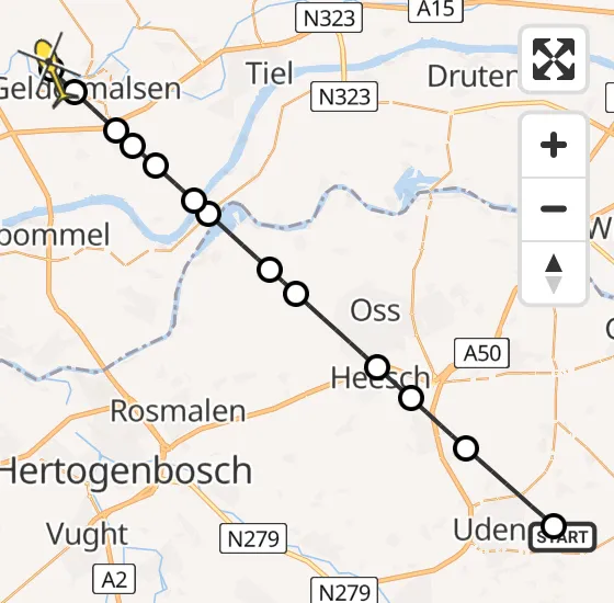 Vlucht Traumahelikopter PH-LLN van Vliegbasis Volkel naar Tricht op donderdag 15 augustus 2024 9:10