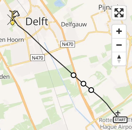 Vlucht Traumahelikopter PH-UMC van Rotterdam The Hague Airport naar Delft op donderdag 15 augustus 2024 9:27