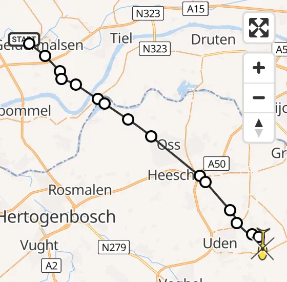 Vlucht Traumahelikopter PH-LLN van Tricht naar Vliegbasis Volkel op donderdag 15 augustus 2024 9:35